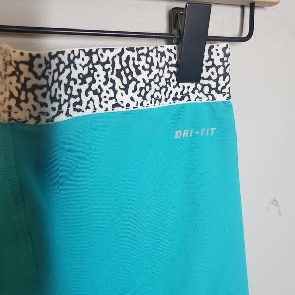 Nike PRO Dri-Fit Mezzo Training Tights Women's XS Turquoise White Logo - Picture 11 of 16